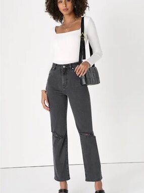 Rolla's Women's Size 27 High Rise Original Straight Worn Jeans Brad Black